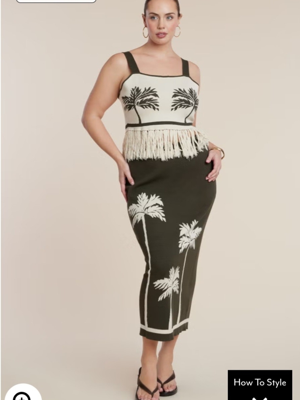 Eloquii Intarsia Skirt AND Fringe Cropped Tank (2 PIECE SET) - Picture 2 of 13